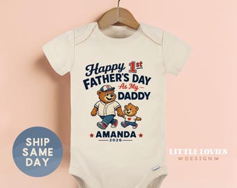 Personalized First Fathers Day Baby Onesies® Brand | Custom Papa Bear Bodysuit | New Dad Gift (D-129)
