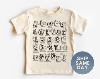 Biblical Alphabet Toddler Shirt, Christian Toddler Shirts, Religious Kids Shirt, Biblical Toddler Tee, (CA-REL63)
