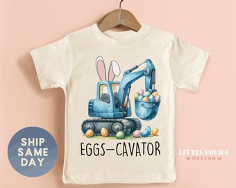 Eggs-Cavator Shirt, Easter Egg Hunt Apparel, Easter Bunny Tee, Happy Easter Gift For Toddler, Easter Rabbit Shirt, (CA-EAS48)