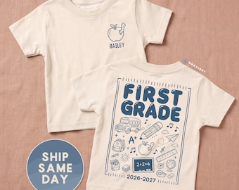 Personalized Back to School Kid Shirt | First Grade Toddlers Tee  (FBL-S2 FIRST GRADE)