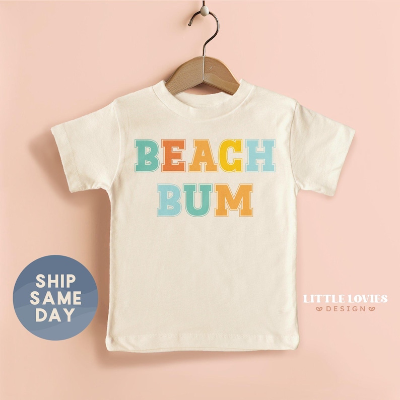 Cute Beach Bum Kids Shirt, Vintage Beach Crew Toddler Shirt, Beach Vacay Kids Clothing, Trendy Beach Toddler T-shirt (CA-SUMM72) image 1
