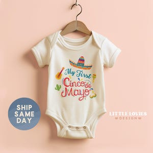 Cinco de Mayo Baby Bodysuit, My First Cinco de Mayo Outfit, Baby Shower Gift, Fiesta Baby Clothes, Mexican Holiday Baby Outfit(CA-CDM51)