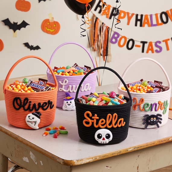 Personalized Halloween Boo Basket for Kids | Custom Name Trick-or-Treat Bag for Toddlers