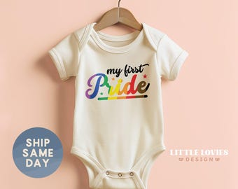 My First Pride Onesie®, Pride Month baby Bodysuit, Lesbian Parents Gift For Baby, Newborn Pride Apparel, Rainbow Pride Gift, (CA-P27)
