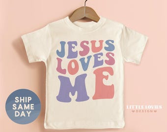 Jesus Loves Me Shirt, Kids Church Clothing, Catholic Shirt, Religious Tees, Toddler Faith Based Apparel, (CA-REL112)