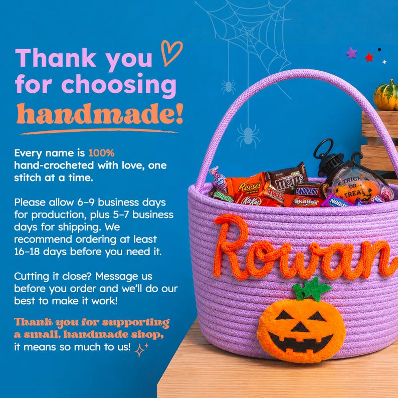 Personalized Halloween Boo Basket for Kids | Custom Name Trick-or-Treat Bag for Toddlers image 10