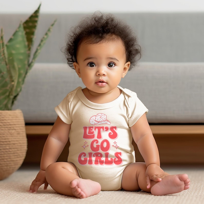 Let's Go Girls Baby Onesie® , Western Baby Bodysuit , Cowgirl Baby Shower , Country Life Onesie® , Cute Baby Clothes , (CA-965) Bild 2