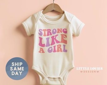 Strong Like A Girl Onesie®, The Future Is Female Apparel, Newborn Female Empowerment Clothing, Little Feminist Gift, (CA-WOM75)
