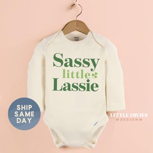 Sassy Little Lassy Onesies® , Baby Girl Bodysuit, Irish Baby Outfit, Funny Baby Clothes, Gender Reveal Gift, (CA-PAT7)