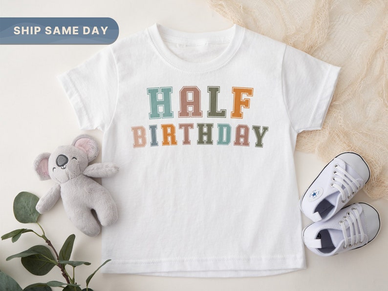 Half Birthday Toddler Shirt 1/2 Birthday Shirt Half Way To One Kids Tee 6th Birthday T-Shirt Retro Birthday Toddler ClothingCA-B80 画像 1
