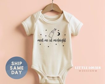 Meet Me At Midnight Onesie®, Cute Baby Milk Bottle Bodysuit, Infant Newborn Baby Onesie®, (CA-TRE8)