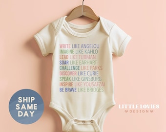 Write Like Angelou Onesie®, Girl Power Baby Bodysuit, Strong Womens Apparel, Newborn Equality Rights Outfit, (CA-WOM90)