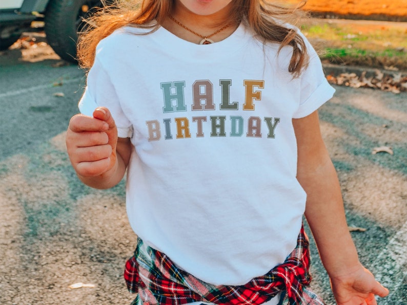 Half Birthday Toddler Shirt 1/2 Birthday Shirt Half Way To One Kids Tee 6th Birthday T-Shirt Retro Birthday Toddler ClothingCA-B80 image 2