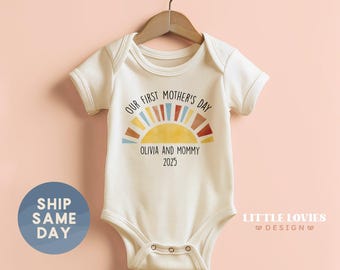 Our First Mother&#39;s Day Infant Bodysuit, Personalized Baby Outfit, Custom Baby Gift, Mother&#39;s Day Gift for Mom(CA-M59)