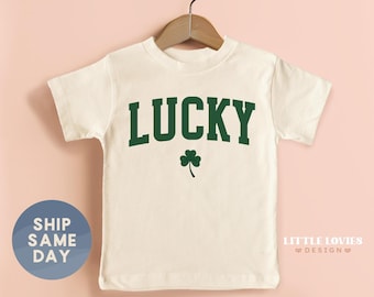 Camiseta de la suerte para niño: atuendo para el Día de San Patricio, camiseta de la suerte con trébol para niño, bonita camiseta de fiesta irlandesa para niño y niña (CA-PAT22)