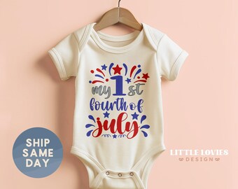 My 1st Fourth Of July Onesie® , USA Patriotic Day Bodysuit , Cute Summer Onesie® , Independence Day Baby Clothes , July Baby Gift (CA-JUL11)