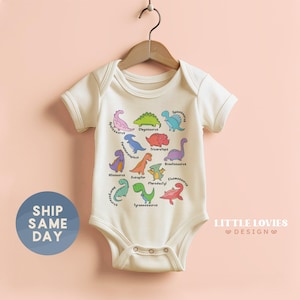 Baby Dinosaur Onesie®, Newborn Dino T-Rex Bodysuit, Baby Boy Bodysuit, Dinosaur Baby Shower Apparel, Baby Announcement Gift, (CA-TRE7)