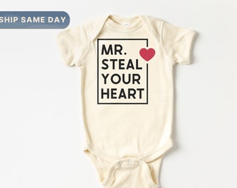 Mr. Steal Your Heart Onesie®, Baby Boy Valentine Outfit, 1st Valentine Baby Bodysuit, Cute Baby Shower Outfit, (CA-VAL19)
