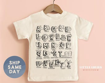Biblical Alphabet Toddler Shirt, Christian Toddler Shirts, Religious Kids Shirt, Biblical Toddler Tee, (CA-REL63)