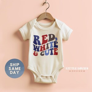 Red, White & Cute Onesies® Brand, American Baby Bodysuit, Baby Shower Gift, Patriotic Baby Outfit, Cute Fourth of July Baby Gift, (CA-JUL46)