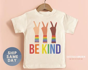 Rainbow Pride Be Kind Toddler Shirt, LGBTQ+ Inclusivity Shirt, Equality Shirt for Kids, Pride Month Toddler Shirt, Love is Love Shirt(CA-P4)