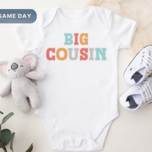 Big Cousin Baby Onesie®, Cute Little Cousin Bodysuit, Funny Middle Cousin Baby Clothing, Minimalist Baby Onesie® CA-857 image 1
