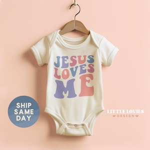 Jesus Loves Me Onesie®, New Baby Christian Outfit, Scripture Baby Bodysuit, Baptism Gift For Baby, Church Baby Bodysuit, (CA-REL112)