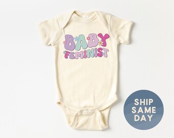 Cute Baby Feminist Onesies® Brand, Rainbow Baby Bodysuit, Baby Shower Gift, Modern Baby Clothes, Baby Girl Gift, (CA-WOM21)