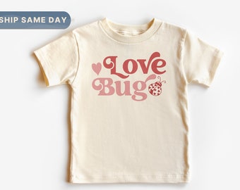 Love Bug Valentinstag Shirt, Kinder Valentinstag Outfit, Kleinkind Mädchen Valentinstag Geschenk, kleine Liebe Käfer Kleidung, Kinder Valentinstag T-Shirt, (CA-VAL10)