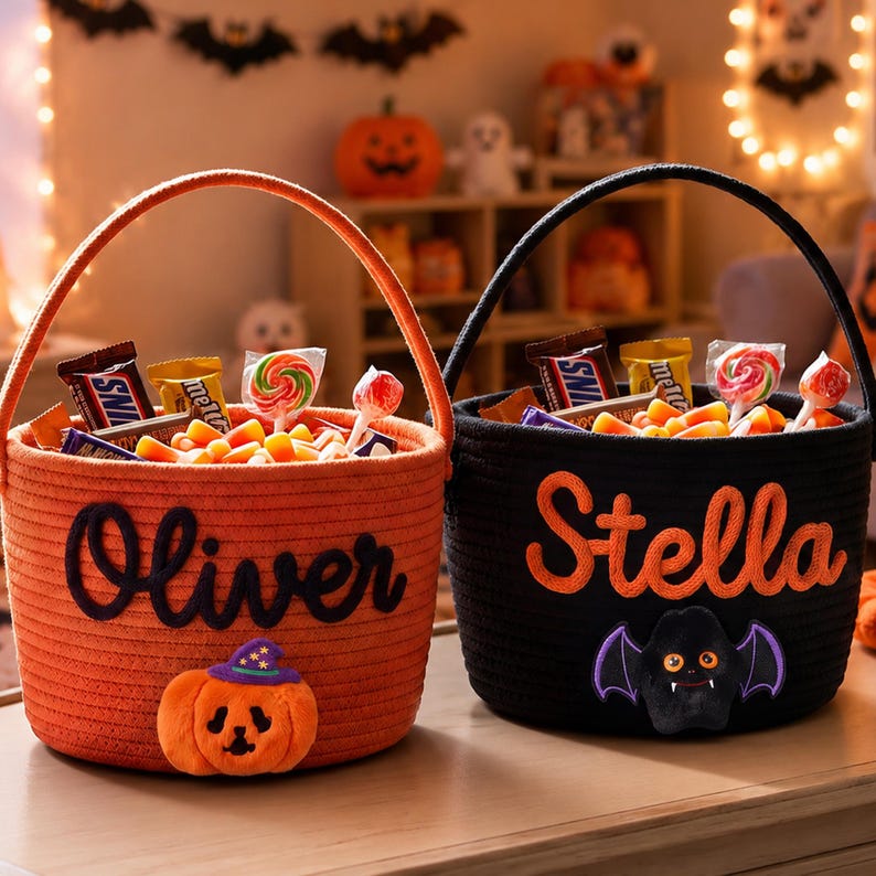 Personalized Halloween Boo Basket for Kids | Custom Name Trick-or-Treat Bag for Toddlers image 7