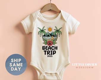 Beach Trip 2025 Baby Onesies® Brand, Summer Vacation Outfit, Personalized Infant Bodysuit, Tropical Themed Baby Shower Gift(CA-SUMM16)