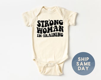 Strong Woman in Training Onesies® Brand, Born a Feminist Bodysuit, Little Activist, Politics Baby Gift, Minimalist Baby Clothes, (CA-WOM1)