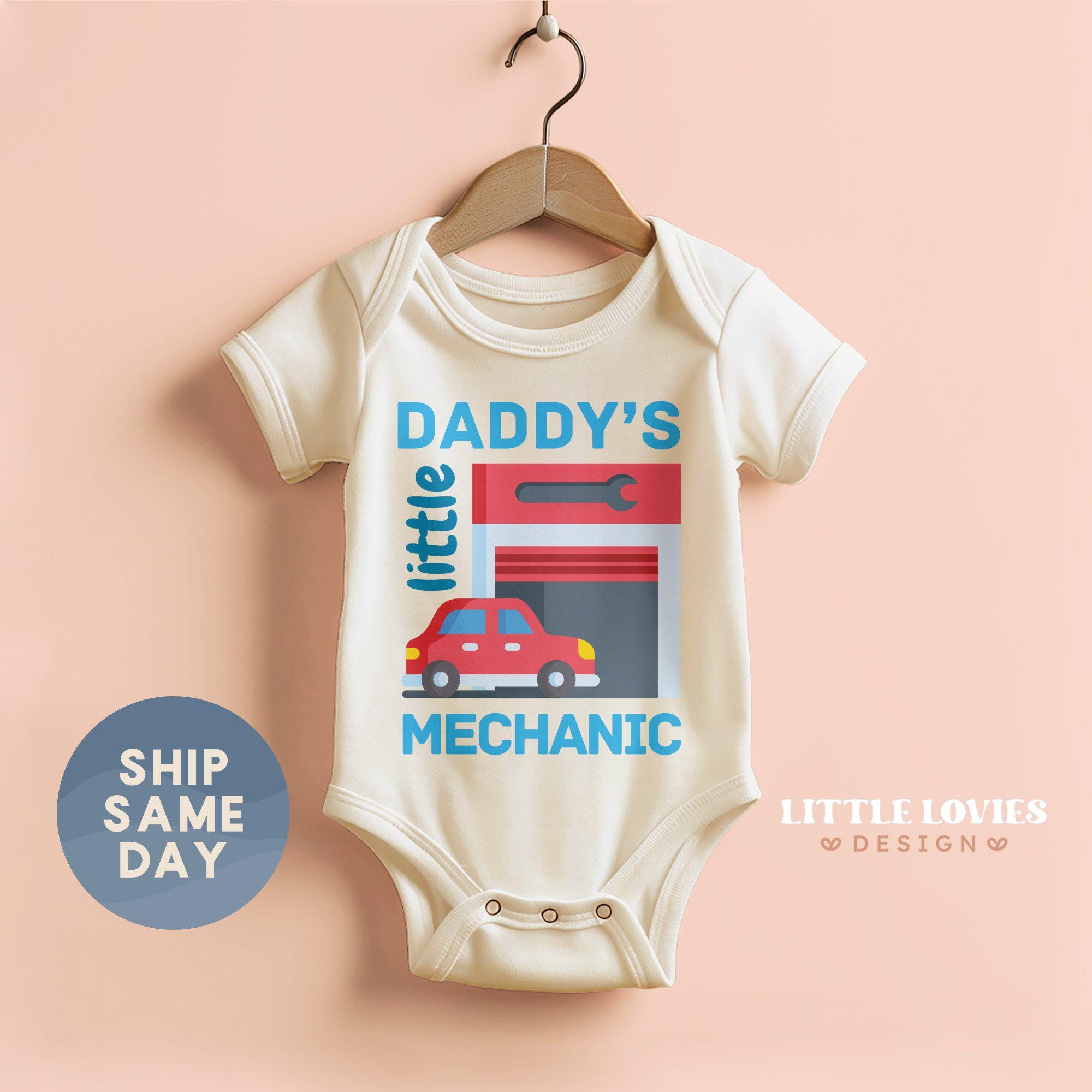 Daddy's Little Mechanic Baby Onesies® Brand, Father's Day Gift for Dad, Cute Infant Bodysuit for Dad, Baby Shower Outfit(CA-D2)