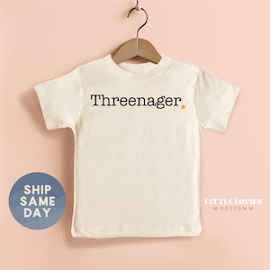 Threenager Shirt, 3 Year Old Kid Birthday Bodysuit, 3rd Birthday Apparel, Best Birthday Gift For Toddler, Third Birthday Tee, (CA-B155)