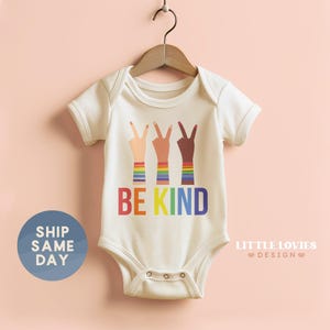Pride Month Baby Onesies® Brand, LGBTQ+ Equality Be Kind Rainbow Outfit, Gender Neutral Baby Clothes, Newborn Gift(CA-P4)