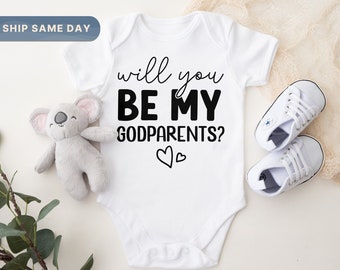 Will You Be My Godparents Onesie®, Godparents Gift From Baby, Godparent Baby Clothes, Cute Pregnancy Announcement Bodysuit (CA-907)