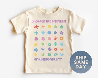 Abrace el espectro de la camisa floral de la neurodiversidad, camiseta con autismo para niñas, camisetas de apoyo a la concientización sobre el autismo, regalo de concientización (CA-AUT34)