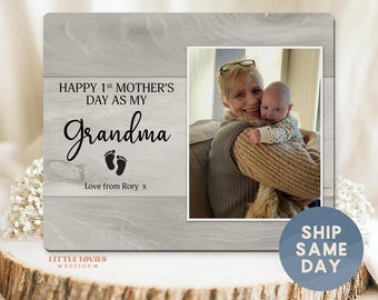 Custom New Grandmother Gift With Baby Name |Personalized First Mothers Day Grandma Photo Frame |  Wooden Memory Keepsake (BO-MOM14)