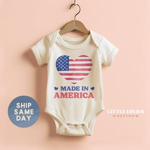July 4th Baby Bodysuit, Made in America Infant Outfit, Independence Day Baby Outfit, Patriotic Baby Clothes, Newborn Gift(CA-JUL22)