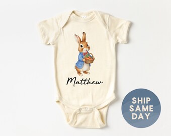 Personalized Easter Baby Onesie®, Cute Easter Bunny Baby Bodysuit, Baby Easter Clothes With Name, Baby Boy Easter Outfit, (CA-EAS41)