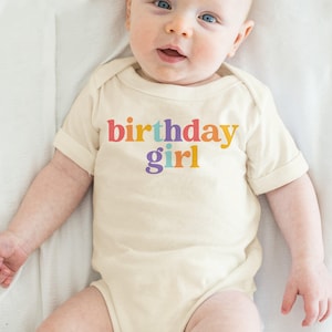 Birthday Girl Onesies® Brand, Baby Girl Bodysuit,Cute Birthday Gift, 1st Birthday Baby Outfit, Baby Announcement, (CA-B83) image 2