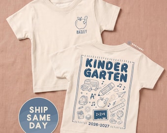 Personalized Kindergarten Shirt | First Day of School Tee for Kids (FBL-S2 KINDERGARTEN)