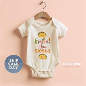 Fiesta Then Siesta Baby Onesies® Brand, Cinco de Mayo Outfit, Funny Taco Design Infant Clothes, Mexican Party Romper(CA-CDM58)