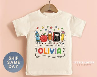 Retro Back to School Shirt for Kids | Custom Name Toddler Tee(CA-S159)