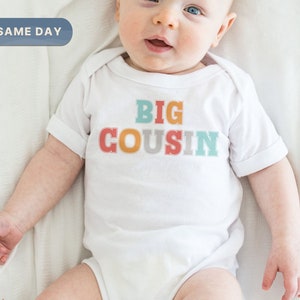 Big Cousin Baby Onesie®, Cute Little Cousin Bodysuit, Funny Middle Cousin Baby Clothing, Minimalist Baby Onesie® CA-857 image 2
