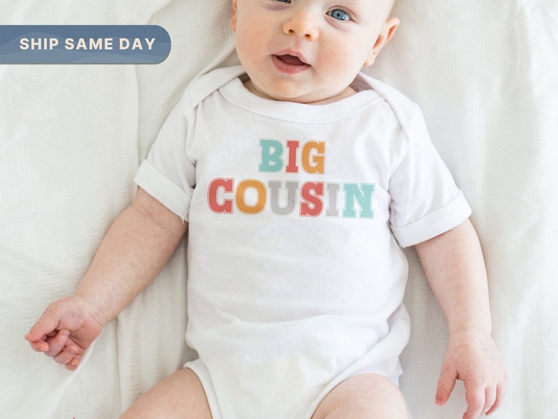 Big Cousin Baby Onesie®, Cute Little Cousin Bodysuit, Funny Middle Cousin Baby Clothing, Minimalist Baby Onesie® CA-857 image 2