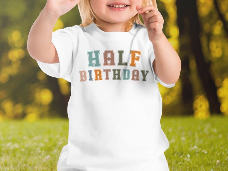 Camisa de medio cumpleaños para niños pequeños Camisa de 1/2 cumpleaños Camiseta para niños Half Way To One Camiseta de sexto cumpleaños Ropa retro para niños pequeños de cumpleaños CA-B80 imagen 4