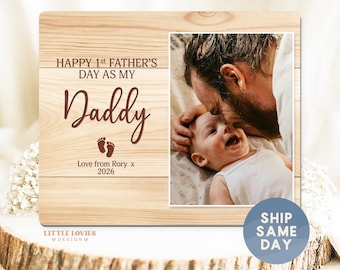 Happy 1st Fathers Day Daddy Keepsake | New Dad Gift | Personalized First Fathers Day Picture Frame | (BO-DAD20)