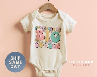 Promoted To Big Cousin Floral Onesies® Brand, Cute Cousin Pregnancy Reveal Bodysuit, Cousins Gift, Big Cousin To Be, (CA-FAM23)