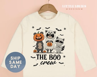 Halloween Toddler Shirt, Boo Crew Kids Halloween Shirt, Cute Spooky Animal Shirt, Fall Outfit For Toddler, Trick Or Treat Shirt(CA-HAL21 )